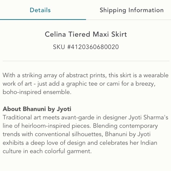 ANTHROPOLOGIE NWT Bhanuni by Jyoti Celina Skirt  Size 2 - Picture 5 of 10